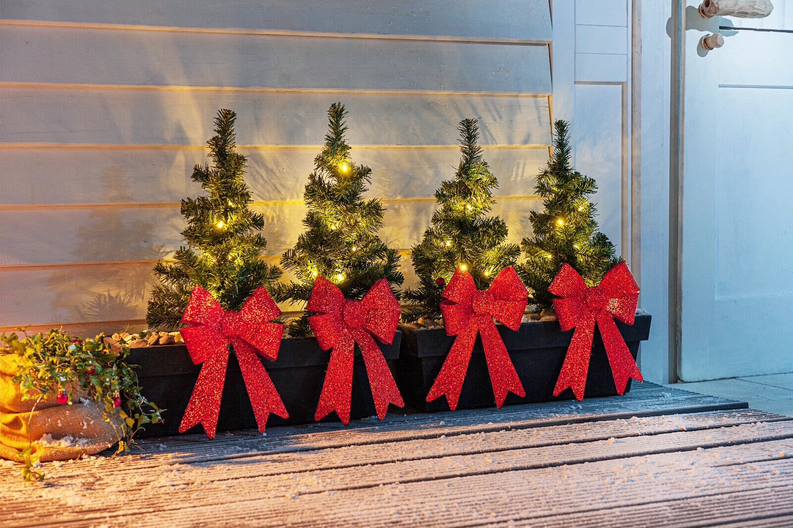 Lichter-Weihnachtsbäumchen, 4er-Set Drinnen & Draußen Kunsttanne LED Weihnachten
