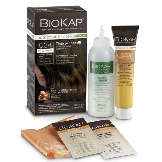BIOKAP RAPID Permanente Haarfarbe 5.34 Honig Kastanienbraun | NUR 10 MINUTEN EIN