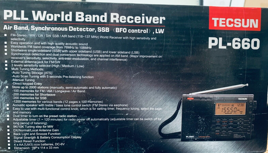 Tecsun PL-660 PLL SSB Weltempfänger mit 2000 Speichern