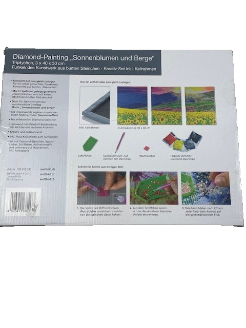Diamond Painting "Sonnenblumen und berge"