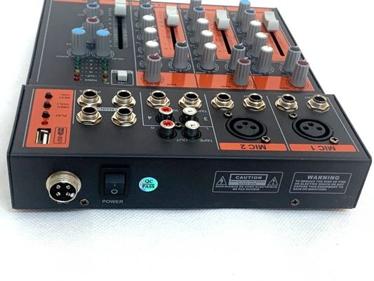 LNYXQX Tragbares 4-Kanal-Mic-Line-Audiomischpult Mischpult 3-Band-EQ USB-Schnitt