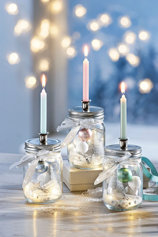 LED-Geschenkgläser mit Wunschkerze, 3er-Set Wünsche Deko Winter