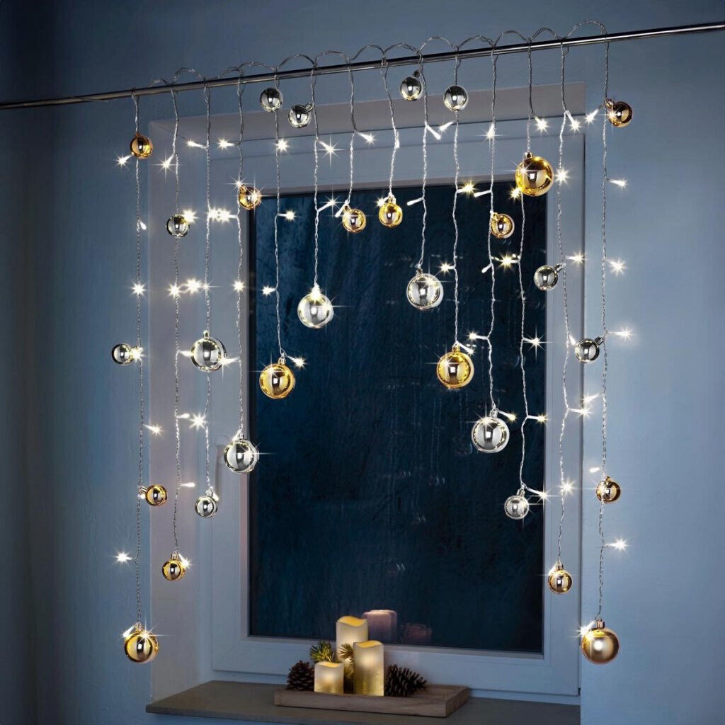 Strahlend schöner LED-Lichtervorhang Xmas 130x95cm warmweißen LEDs Deko