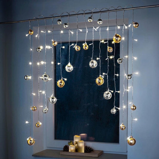 Strahlend schöner LED-Lichtervorhang Xmas 130x95cm warmweißen LEDs Deko
