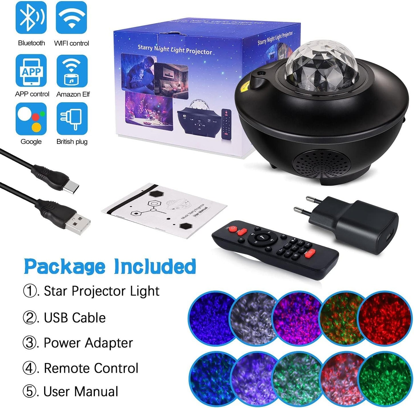 LED Sternenhimmel Projektor WLAN Galaxy Nachtlicht Bluetooth Musikplayer