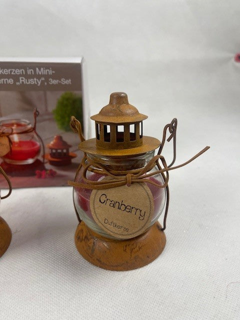 Duftkerzen in mini-laterne "Rusty", 3er-Set