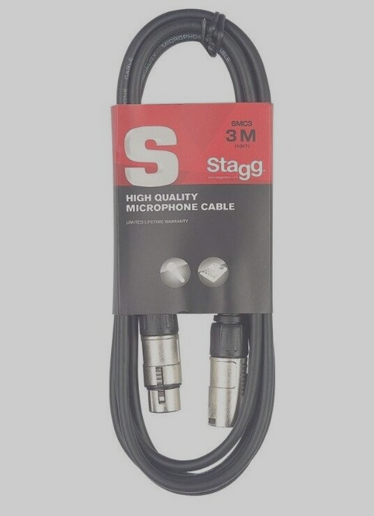 Stagg 3M Mikrofon Kabel, 1x XLR Stecker - 1x XLR Buchse, schwarz