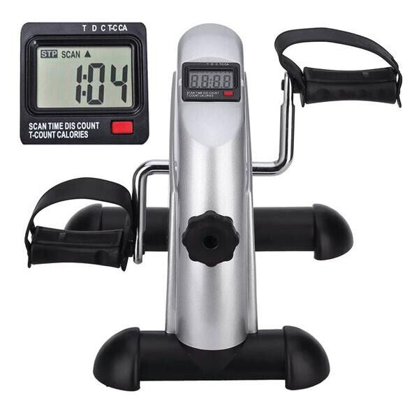 Pedaltrainer Bewegungstraining für Beine oder Arme mit LCD-Display Farbe: silber