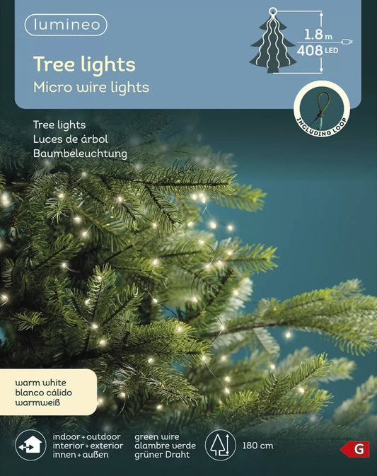 Lichterkette für Tannenbaum 12 Stränge 408 LED warm-weiß 180 cm lang )