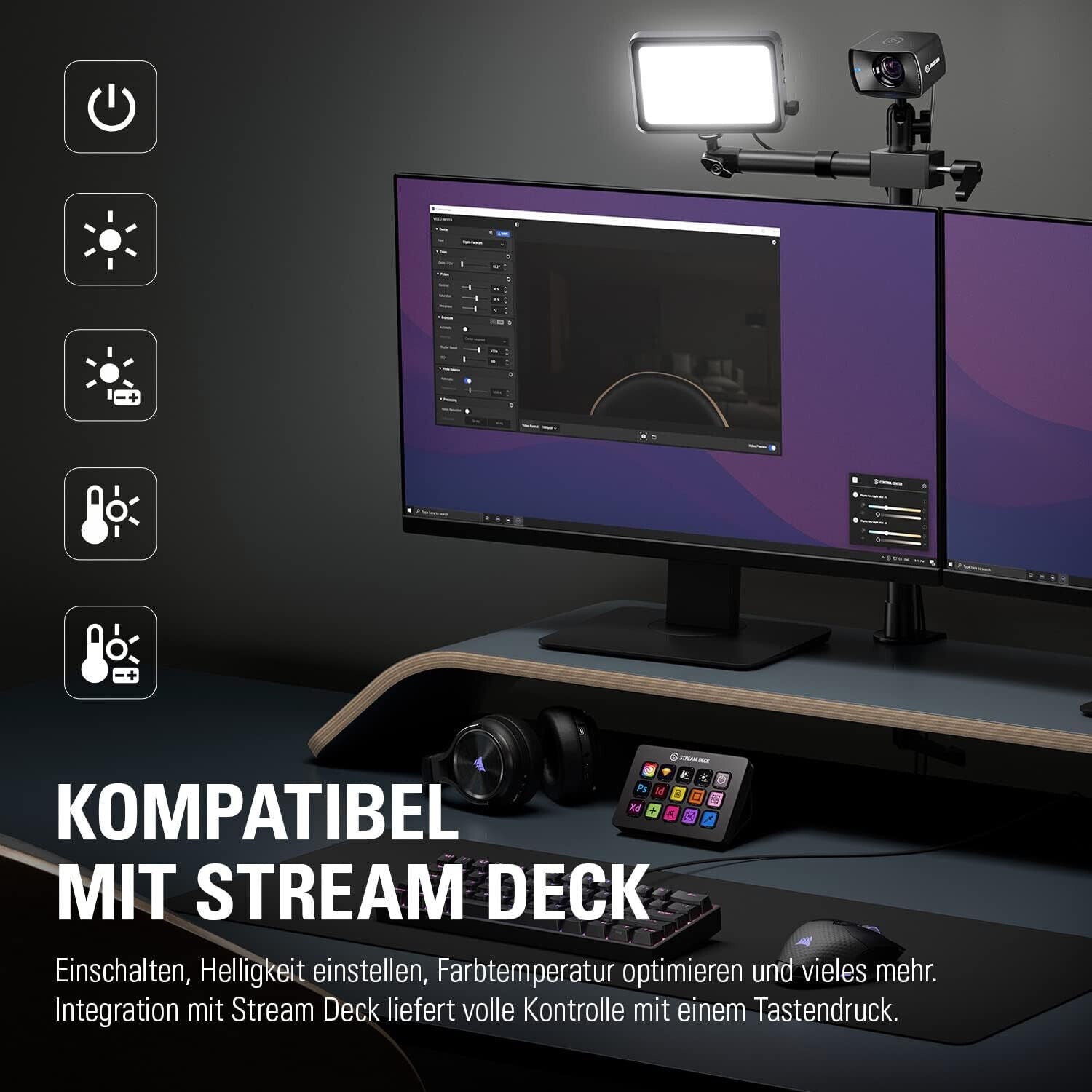Elgato Key Light Mini - Tragbares LED-Panel für Streaming, Videokonferenzen
