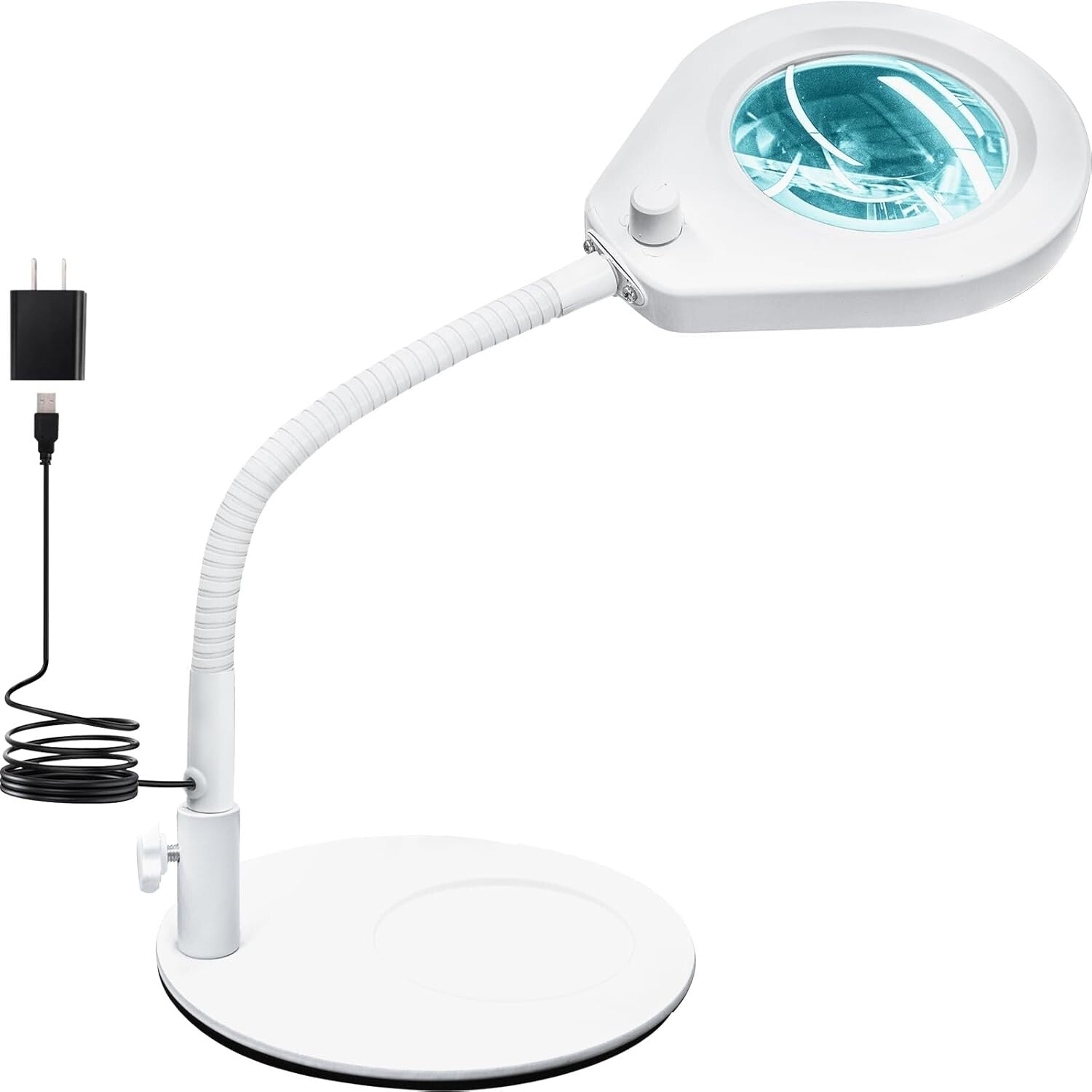 LED-Lupenleuchte mit Ständer, LED-Tischleuchte mit Lupe, freihändiger Schwanenha
