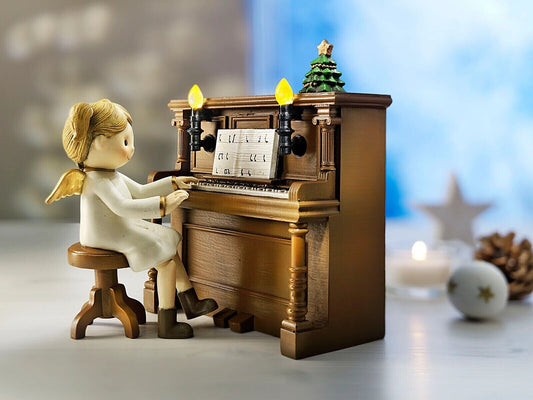 LED-Spieluhr Engel am Piano Weihnachts-Deko Stille Nacht Wohnungsdeko Dekoratio