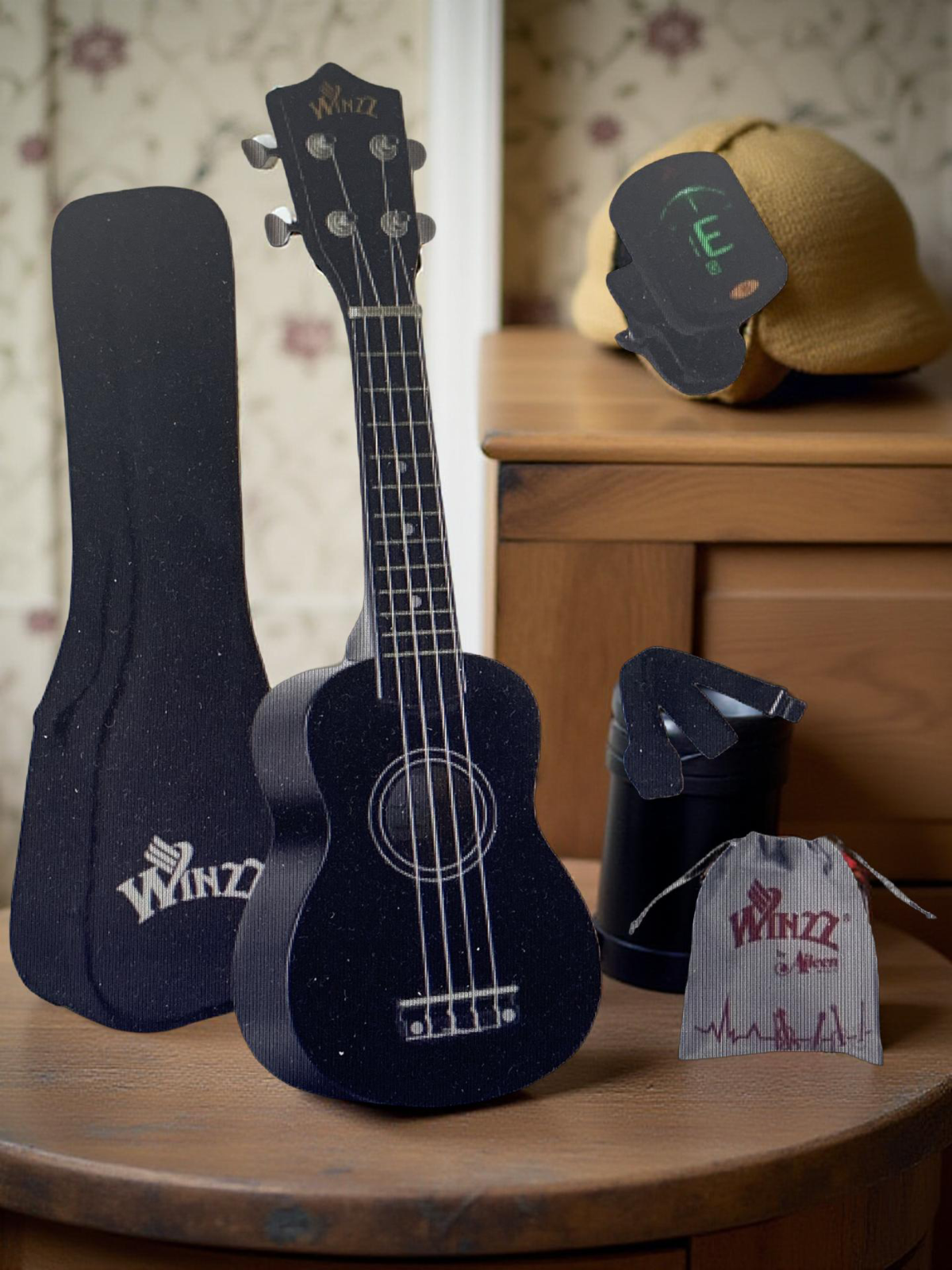 Winzz Sopran Ukulele Starter Kit Für Anfänger Mit Tasche, Clip-On Tuner, Zusätzl