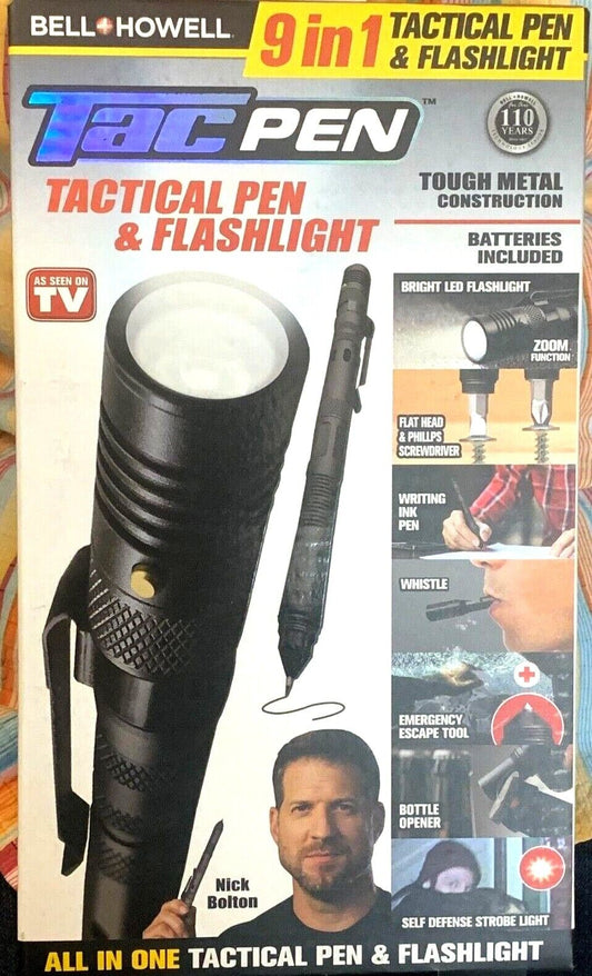 Tac-Pen Taktische Stift & Taschenlampe (Glocke & Howell) 9 IN 1