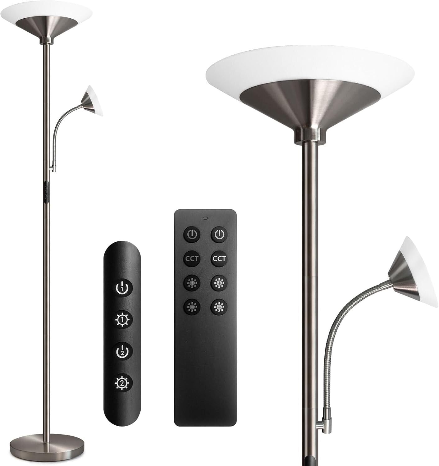 Stehlampe Wohnzimmer LED, 27 W Uplighter LED dimmbar mit 6 W Leselampe, 3000 K -