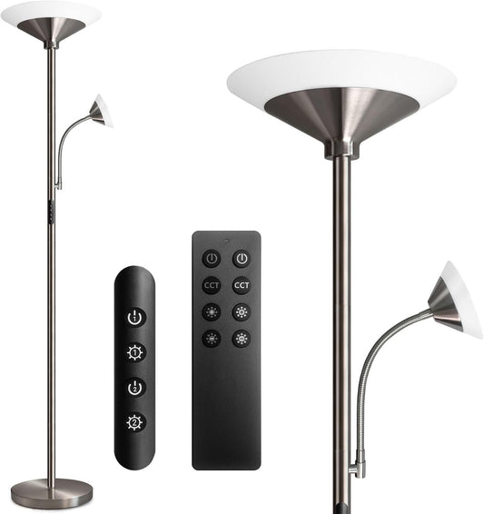 Stehlampe Wohnzimmer LED, 27 W Uplighter LED dimmbar mit 6 W Leselampe, 3000 K -