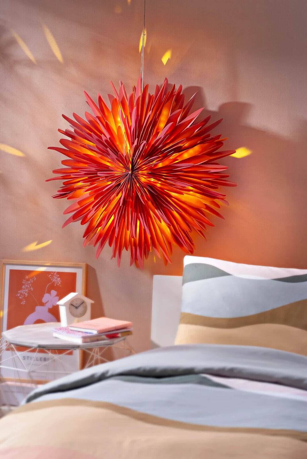 LED-Hängedeko "Dahlia" 60 cm (Farbe: weinrot)