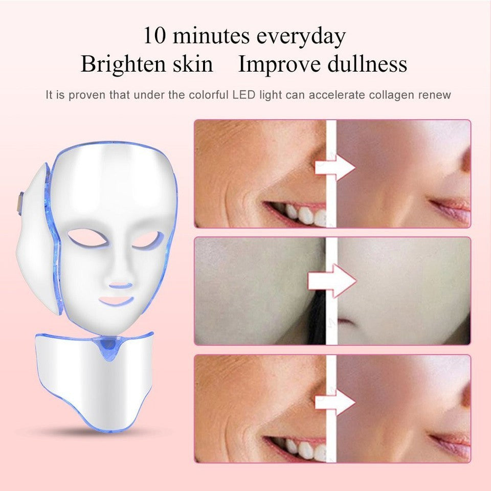 LED Gesichtsmaske, 7-farbige klare Anti-Aging Gesichtsmaske, zielt auf Akne usw.