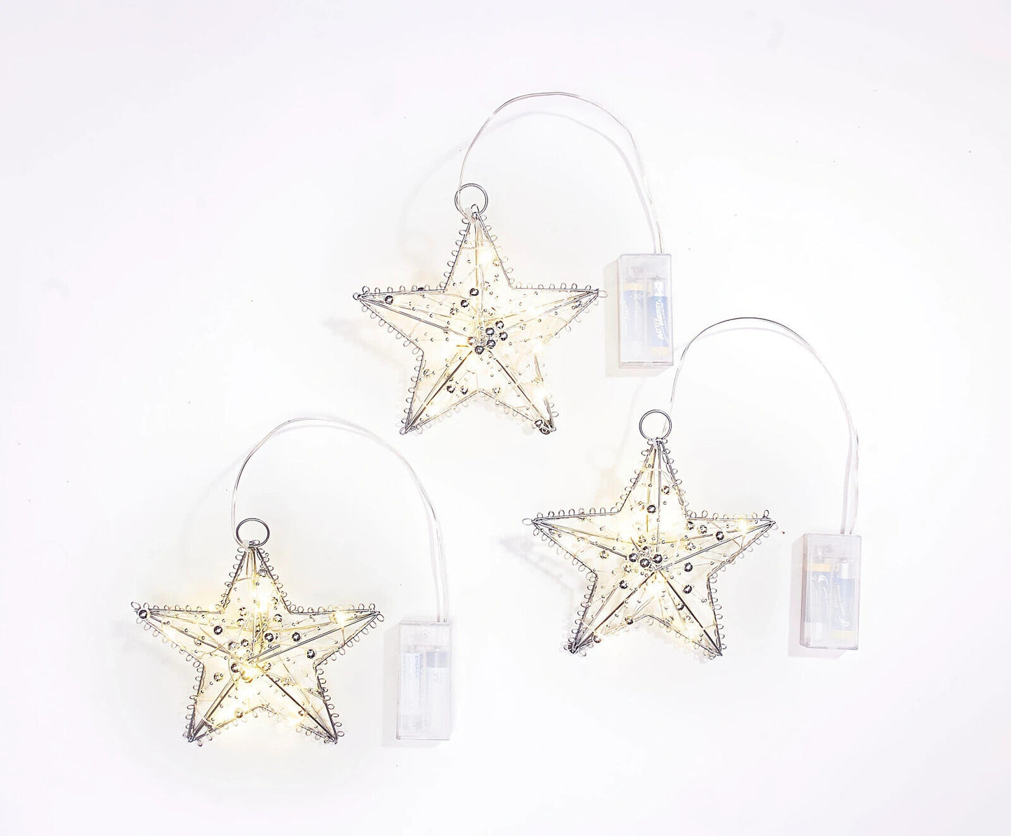 LED-Hängedeko Sterne "Pearl" 3er-Set Weihnachtsdeko Weihnachten Advent Silber
