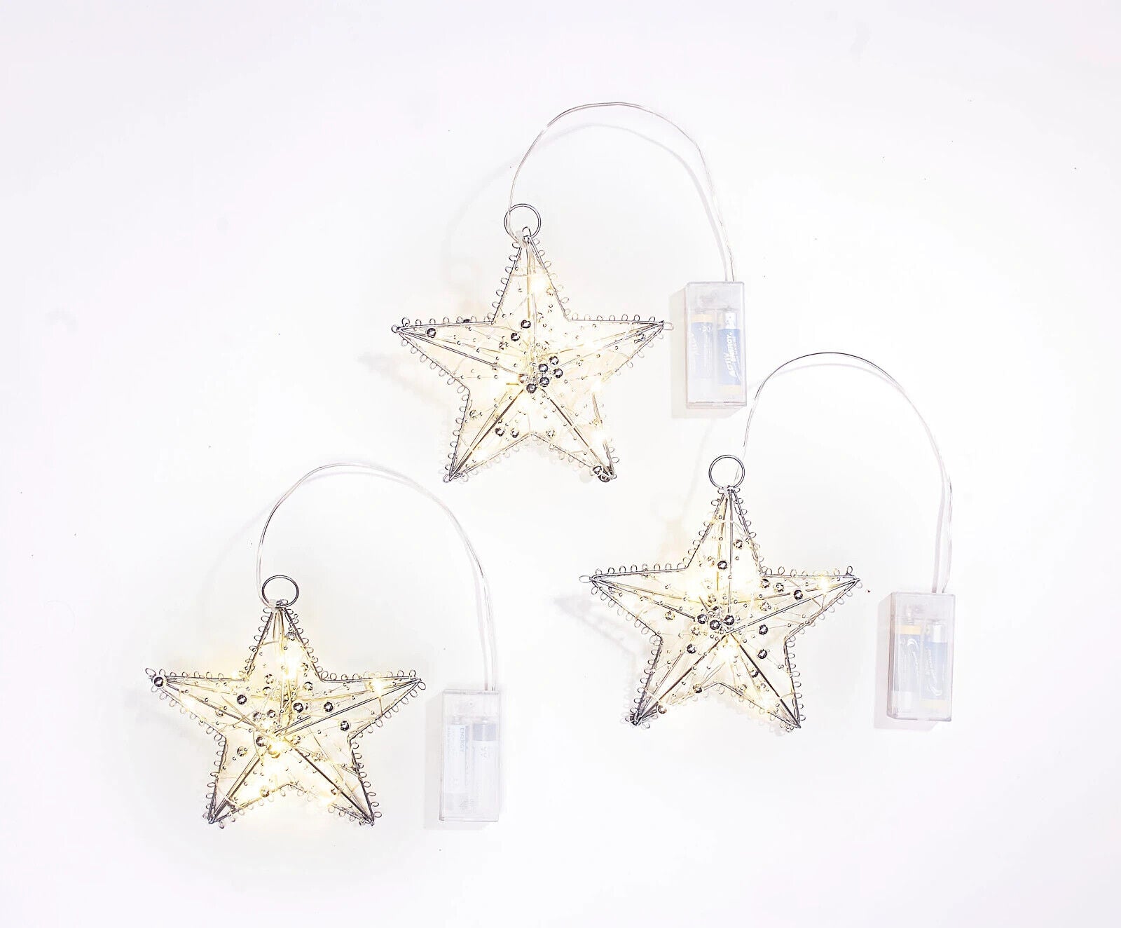 LED-Hängedeko Sterne "Pearl" 3er-Set Weihnachtsdeko Weihnachten Advent Silber
