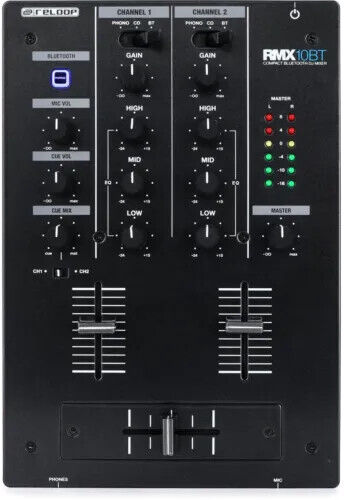 Reloop RMX-10 BT 2-Kanal Bluetooth DJ-Mixer mit eingebauter Bluetooth Schwarz