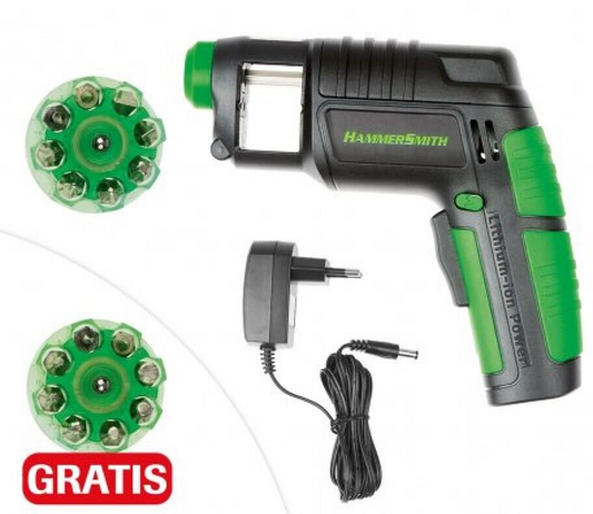 Hammersmith Drill&Screw 3,6V Akkuschrauber mit Bit-Trommel Akkubohrer mit LED