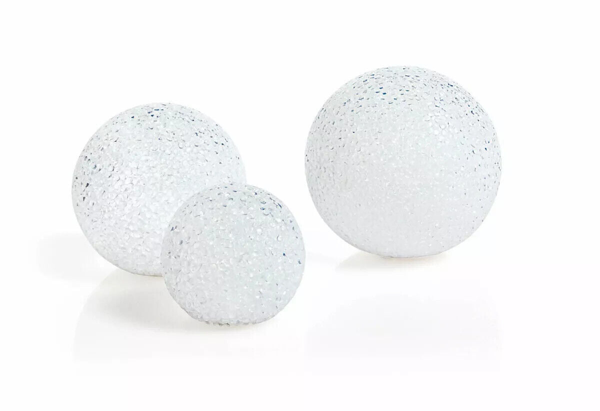 LED-Kugeln Frozen 3er-Set mit 3 Größen bis Ø 12 cm je mit warmweißer LED in Weiß