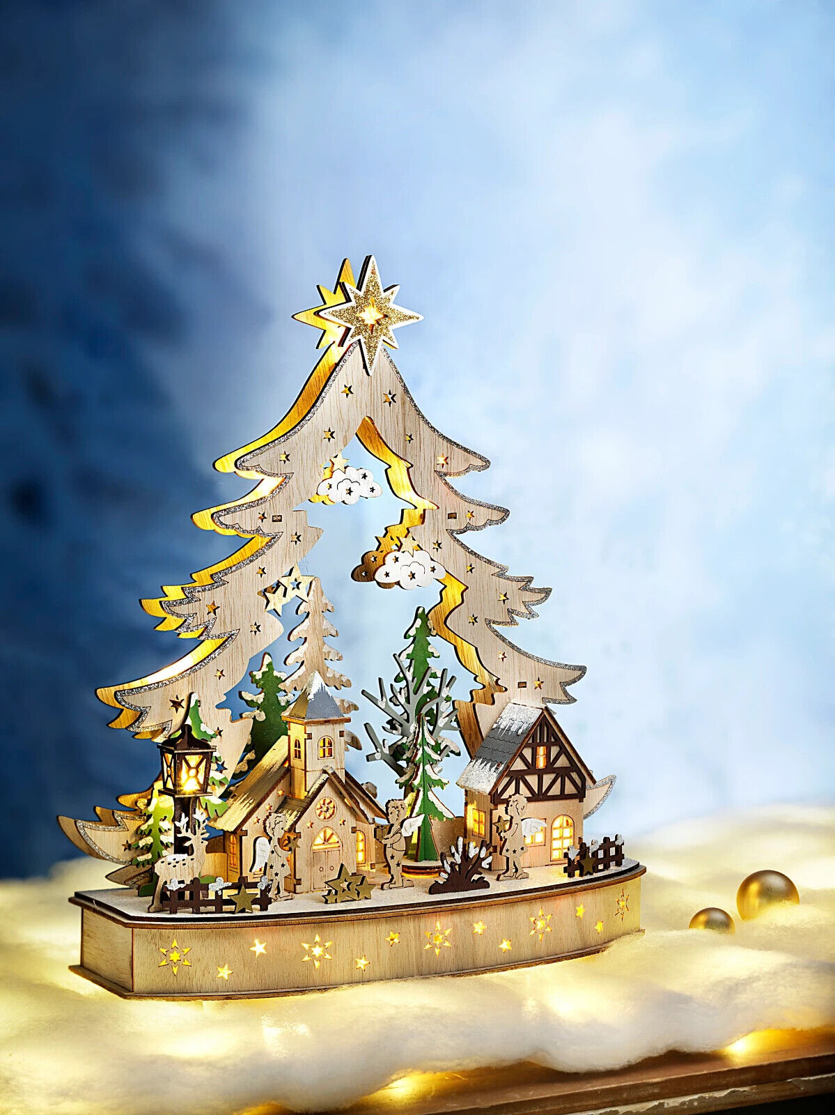 LED-Tischläufer "Snow" 100 x 40cm, 50 LEDs Dekoration Beleuchtung Dekostoff