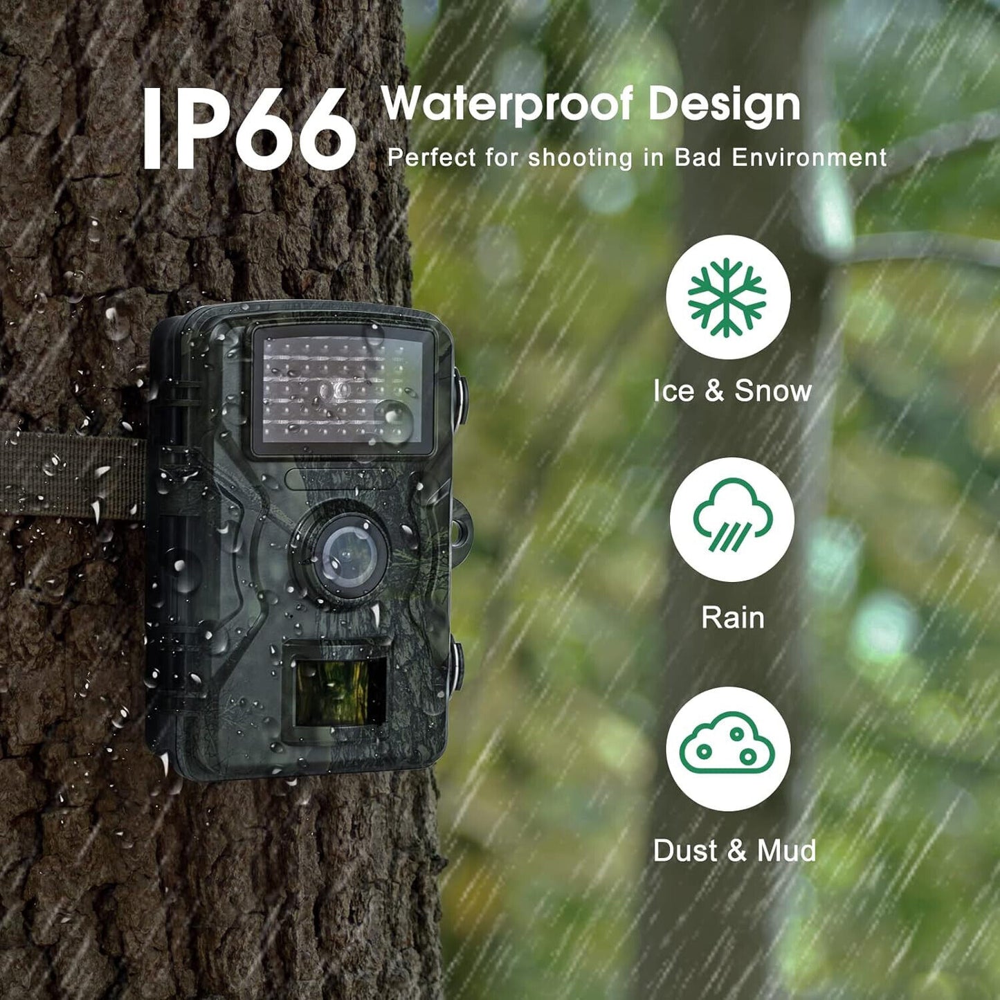 Wildkamera 16MP 1080P mit Bewegungsmelder Nachtsicht Wildtierkamera Outdoor 32GB