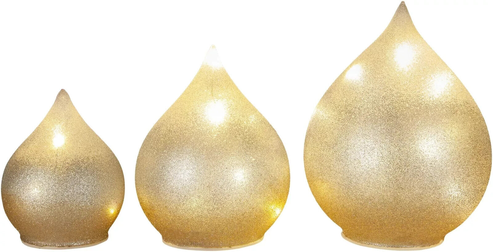LED-Stimmungsleuchten Glitter 3er-Set bis 21 cm in Gold Silber Lampen