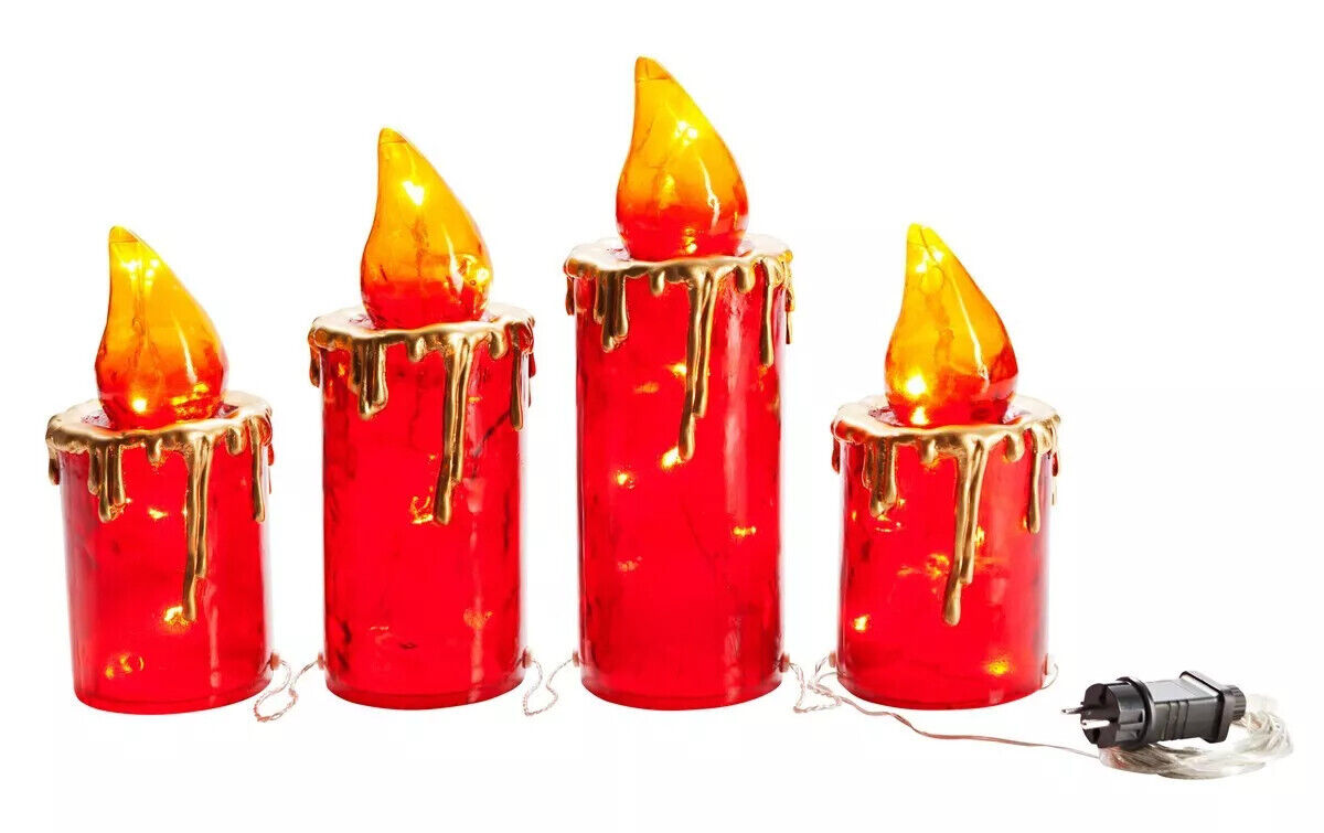LED-Dekokerzen in Maxigröße, 4-tlg. LED Weihnachtsdeko Advent Dekoration 40cm