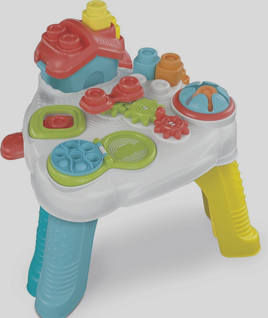 Clementoni Soft Clemmy Sensorischer Tisch - Mit weichen Bausteinen & Spielzeug f