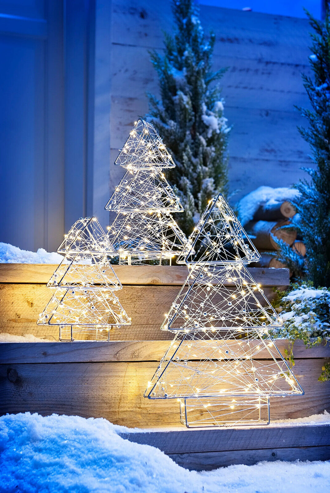 Outdoor-LED-Tannen, 3er-Set Advent Deko Weihnachtesdeko Dekoration LED Tannen