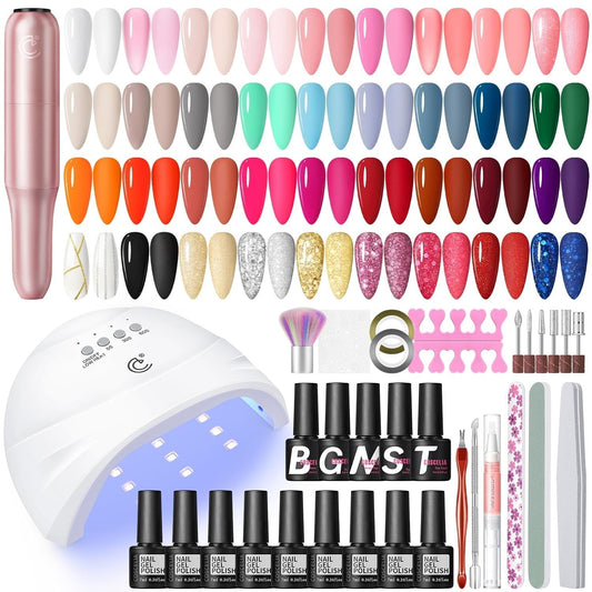 COSCELIA 35 Farben Gel Nägel Set mit Nagellampe und Elektrische Nagelfräser, Bas