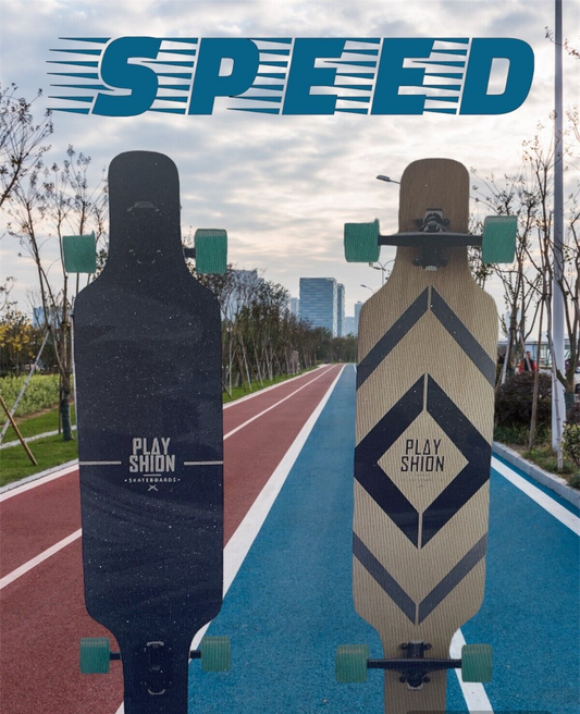 Playshion Longboard 39 Zoll, mit ABEC-9 Kugellagern, Drop-Through Freeride Skate