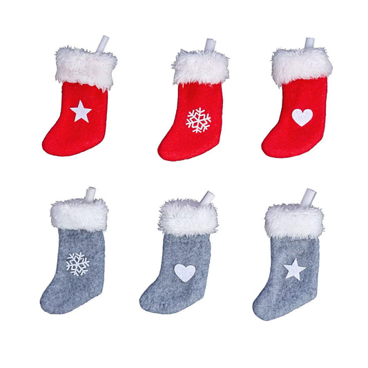 Geldgeschenk Nikolausstiefel 6er Set 12 cm groß Plüsch Deko