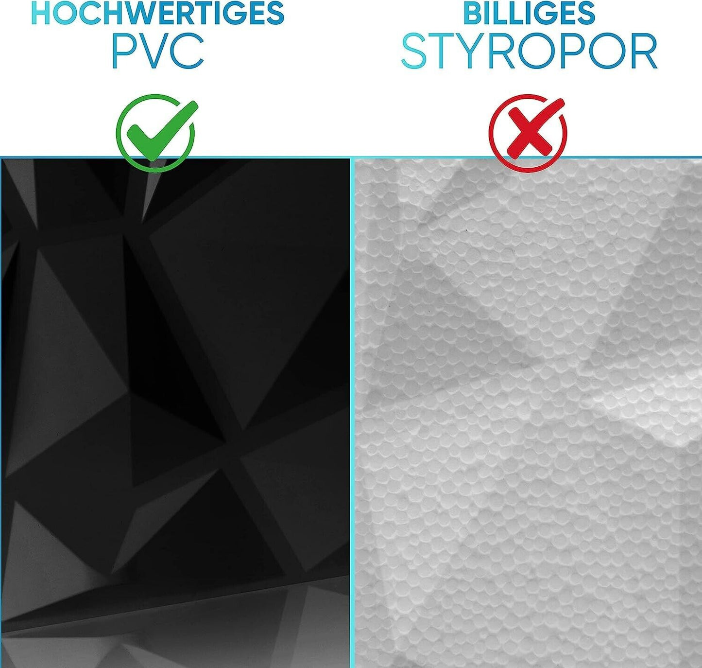 WANEELL - 3D Wandpaneele Diamond Design-12 Stück Schwarz