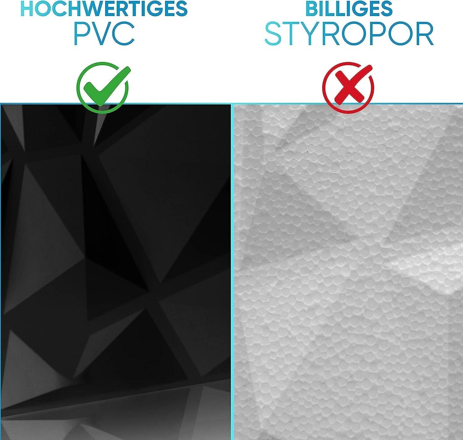 WANEELL - 3D Wandpaneele Diamond Design-12 Stück Schwarz