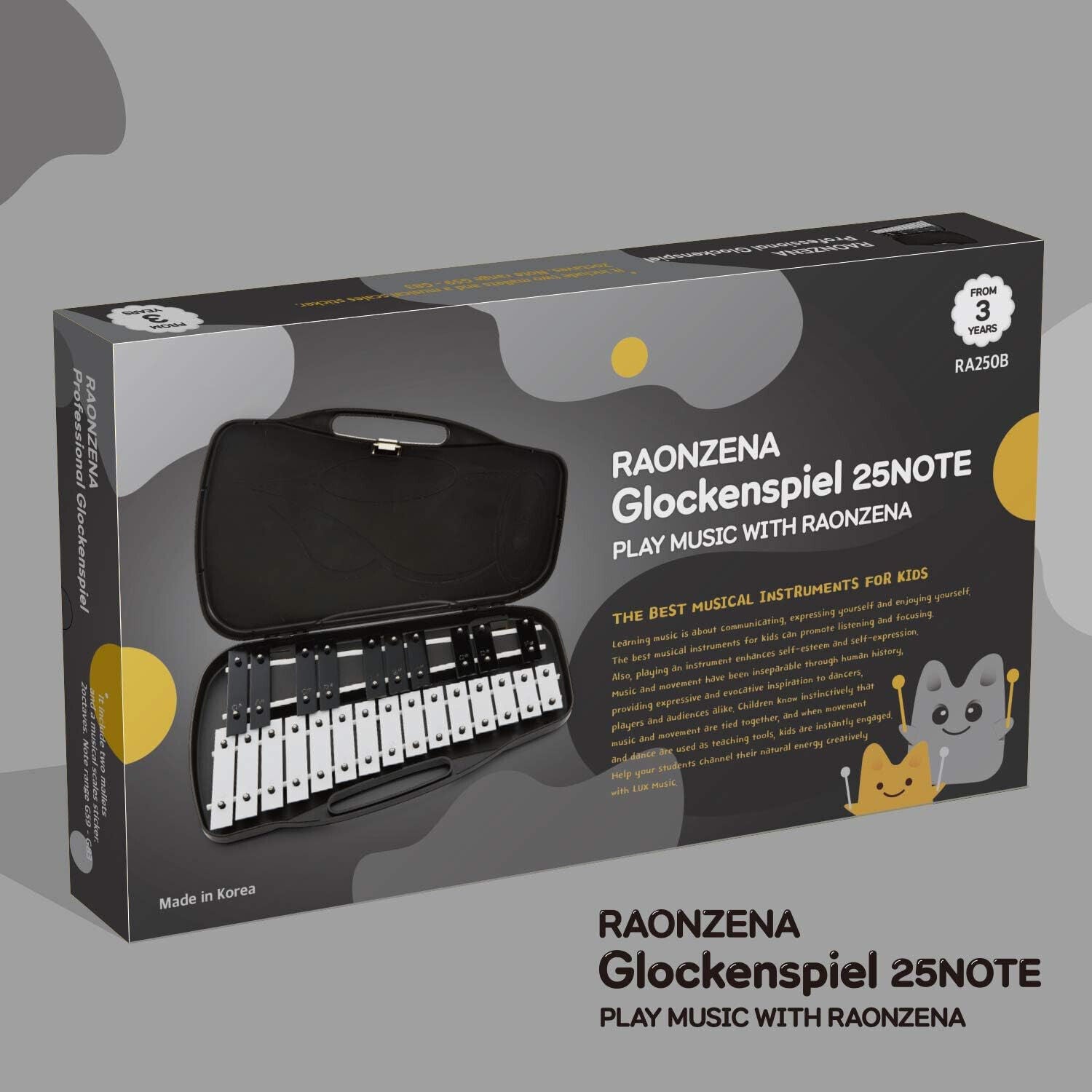 RAONZENA Professional Xylophone 25 Tasten Glockenspiel Xylophone für Kinder
