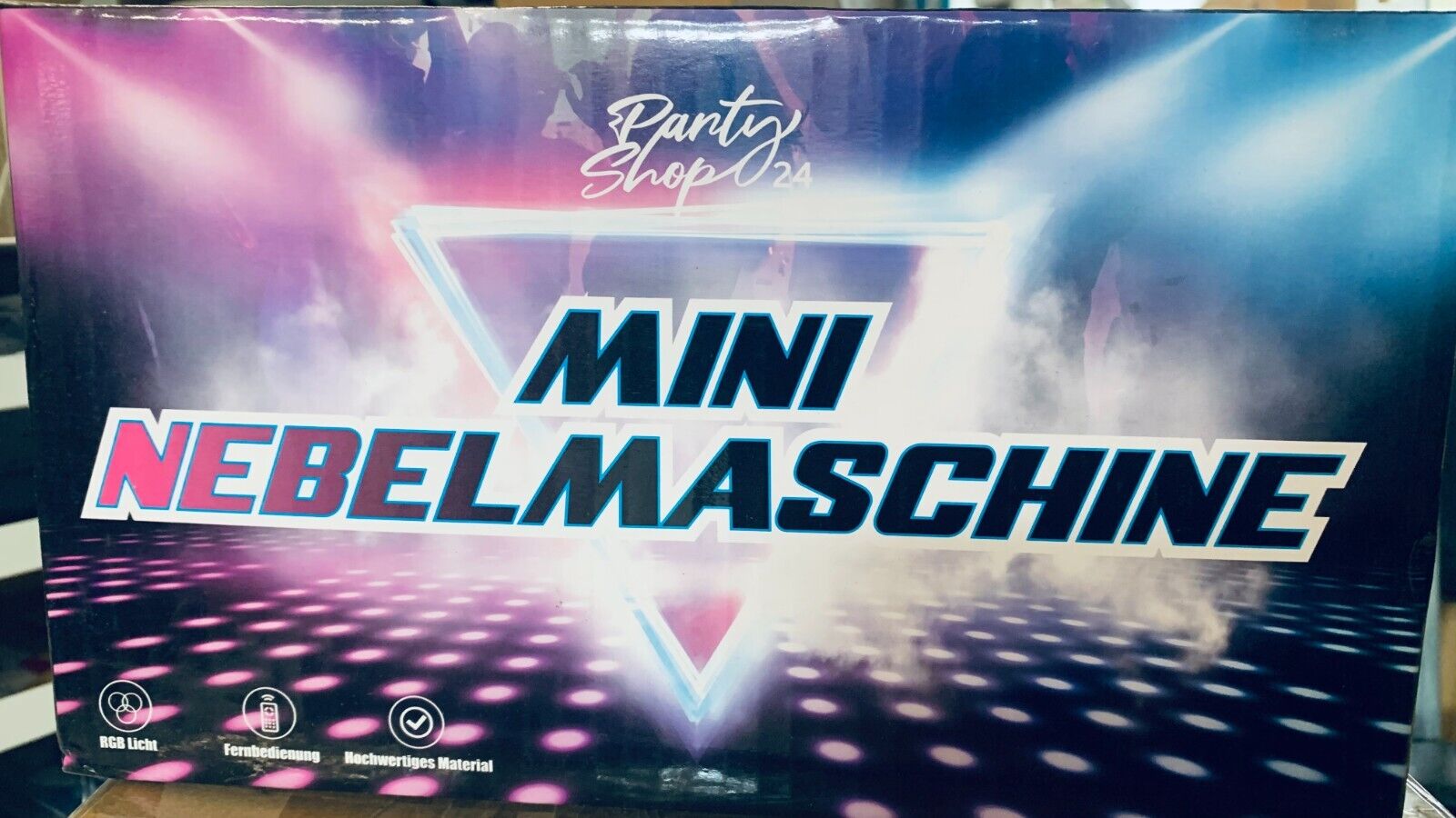 Partyshop24 500W Mini Nebelmaschine - Tragbare Smoke Maschine mit bunten LED's &