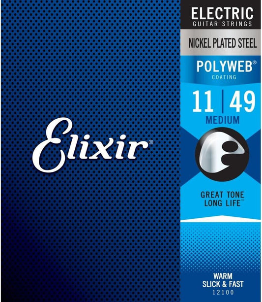 Elixir Saiten E-Gitarrensaiten mit POLYWEB Beschichtung, Medium (.011-.049)
