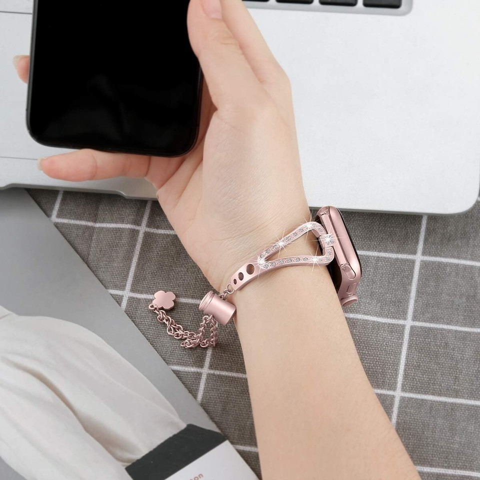 Kompatibel mit Apple Watch Armband 40mm Series 4/5/6, Damen Metall Bling Strass