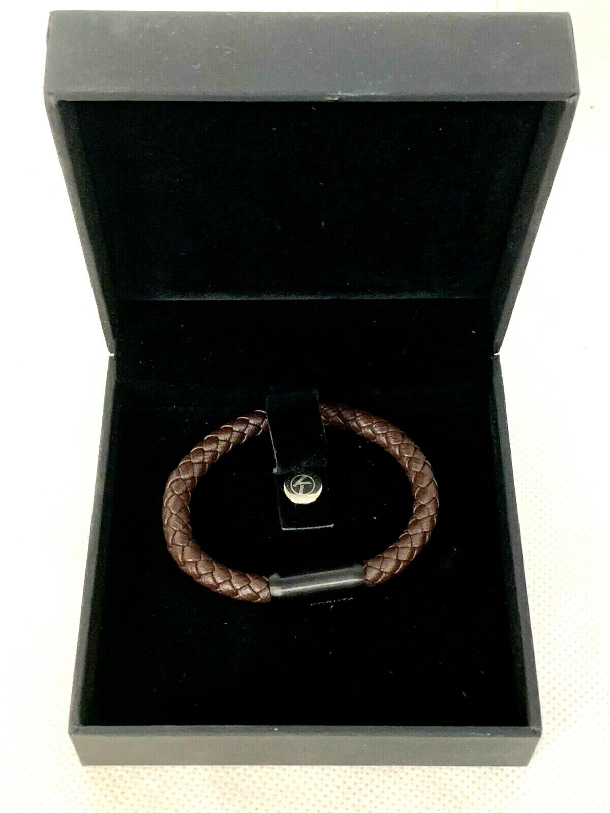 KORUTA K-08-Armband-Verschluss-schwarz-Leder-braun- Gr. 17cm Neu