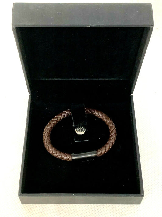 KORUTA K-08-Armband-Verschluss-schwarz-Leder-braun- Gr. 17cm Neu