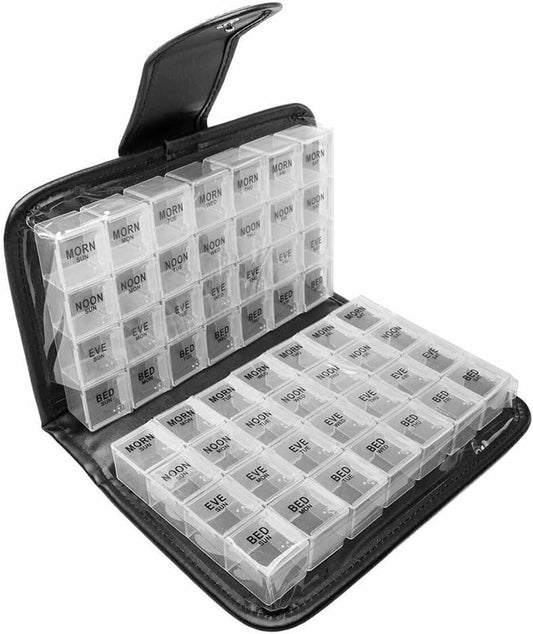 Pillenbox 14 Tage 4 Fächer Pillendose 14 Tage Morgens Mittags Abends Große Medik