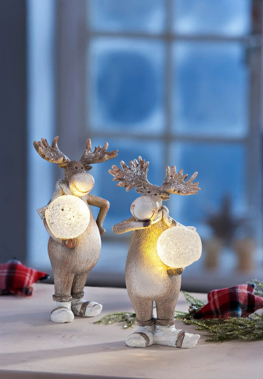 Deko-Elche "Knut + Sören" mit LED Beleuchtung Weihnachtsdekoration Dekoration