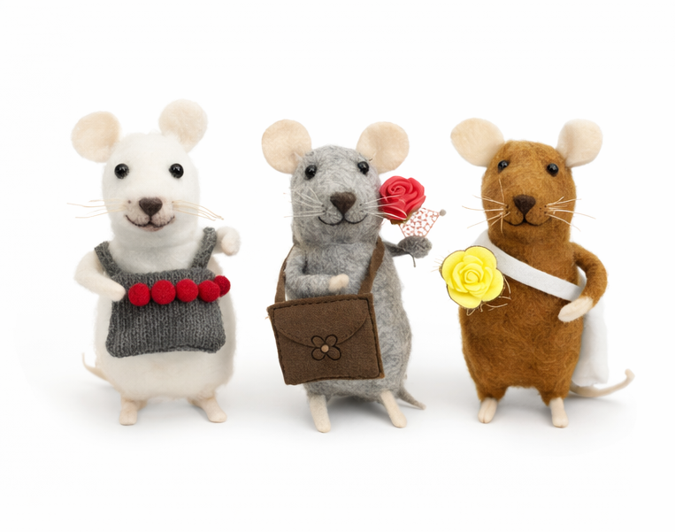Geschenk-Mäuse Set 3er Filz Mäuse Figuren Deko Geschenkidee Weltbild