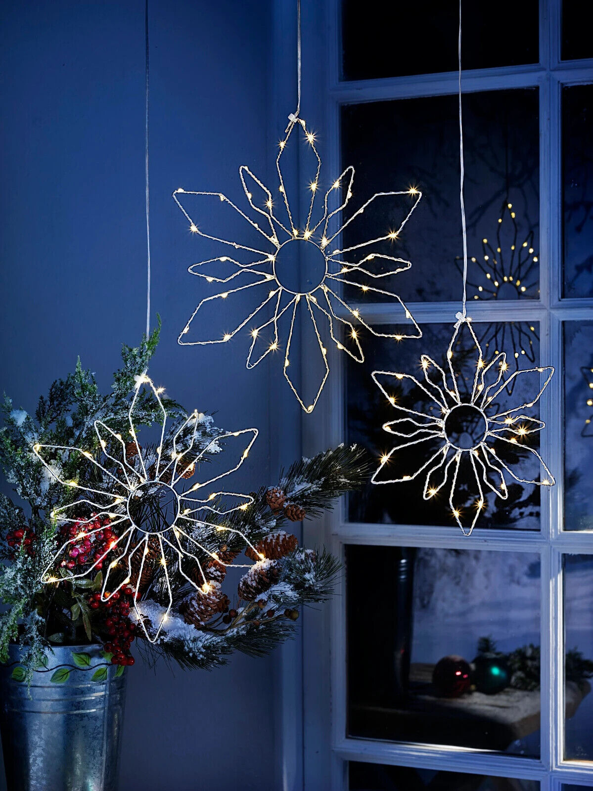 LED-Hängedeko "Schneeflocke" 3er-Set