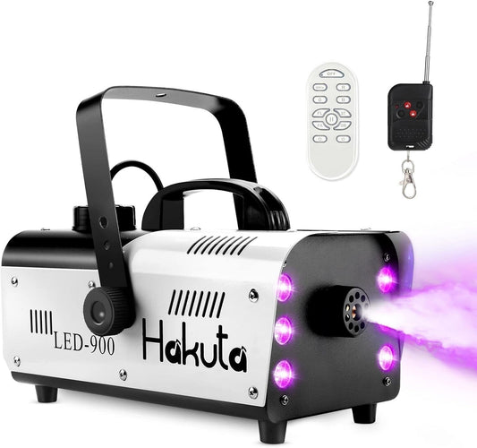 HAKUTA Nebelmaschine, 900W Automatische-Sprüh Nebelmaschine mit 6 LED-Lichtern u