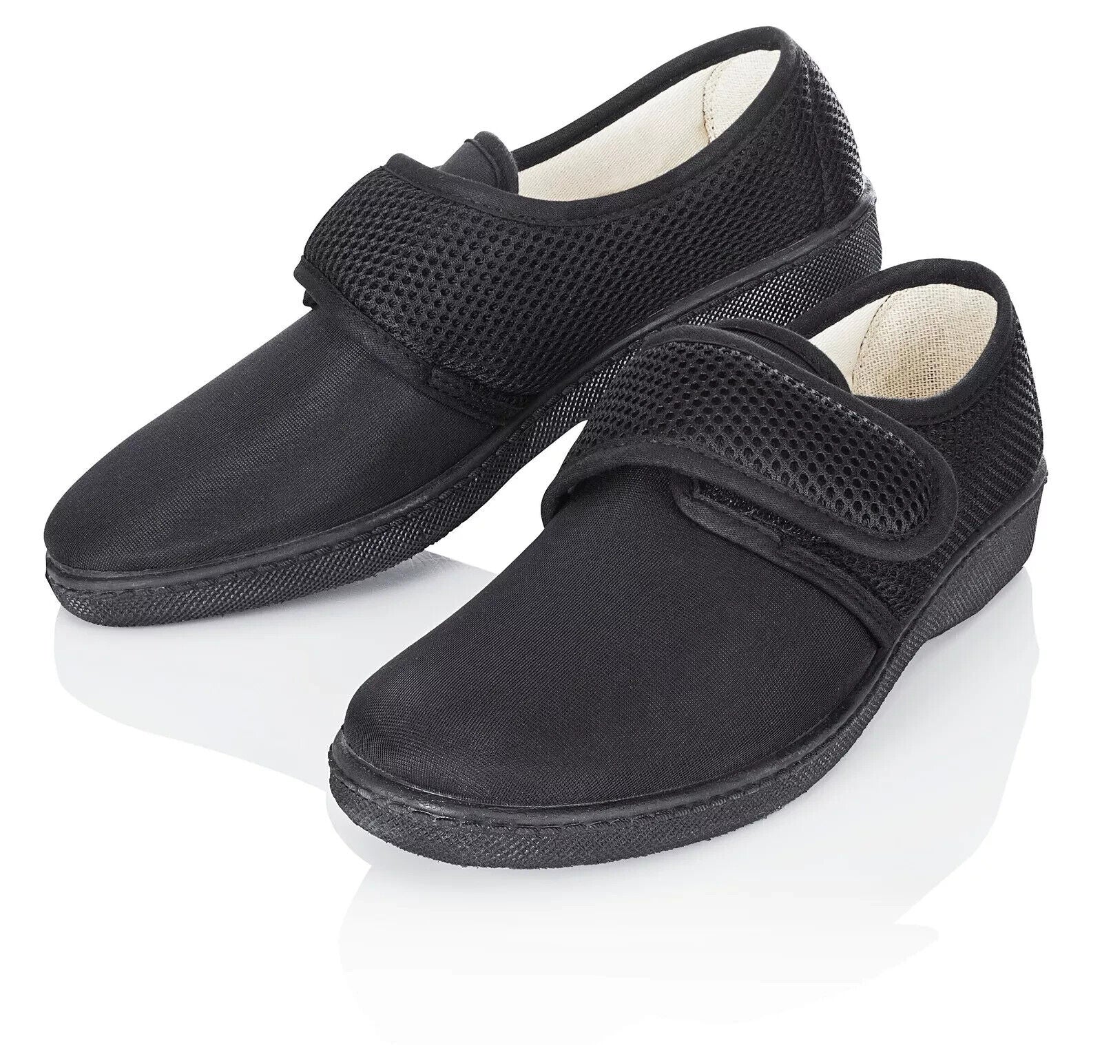 Stretch-Schuh Erding Damen Hausschuhe Klettverschluss Größe 38 Schwarz